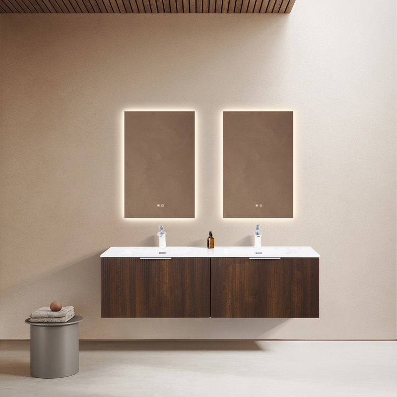Meuble double 140 cm 120 cm facade cannelé