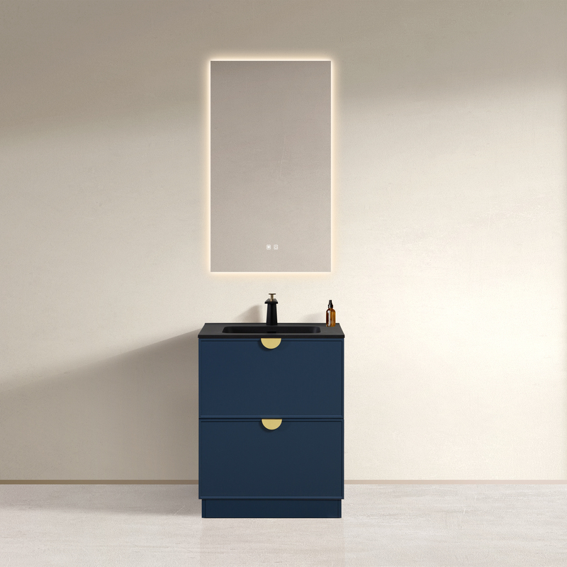 Meuble feety bleu 70 cm vasque noir mat