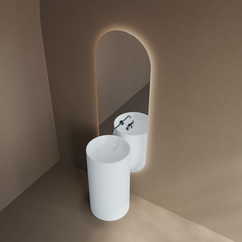 Totem kolom wastafel Rotondo Solid surface 45 cm