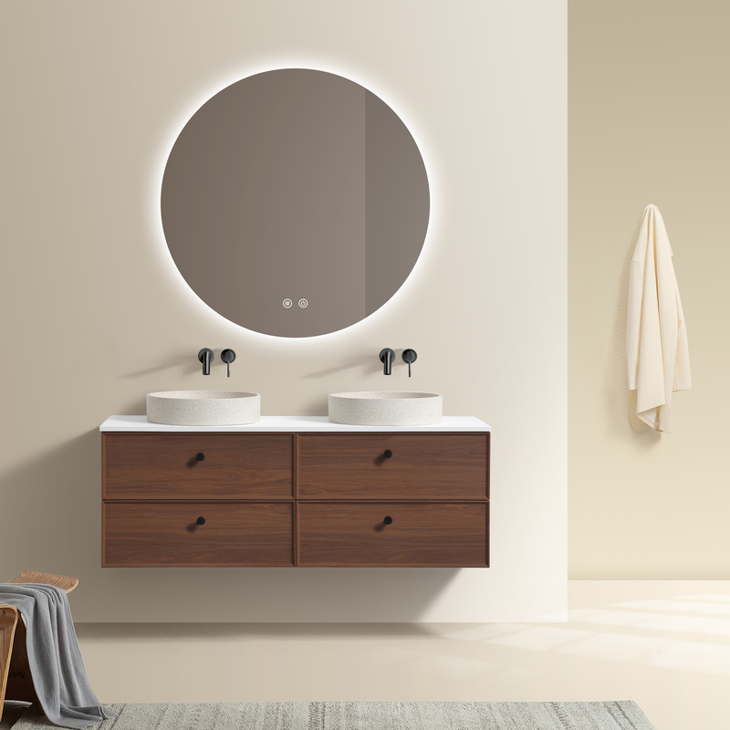 Borda Notenhouten wastafelmeubel met wastafelblad