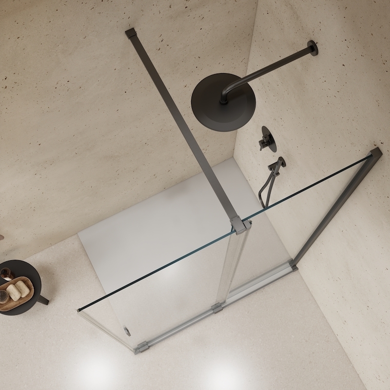 Paroi de douche fixe à l'italienne gun metal