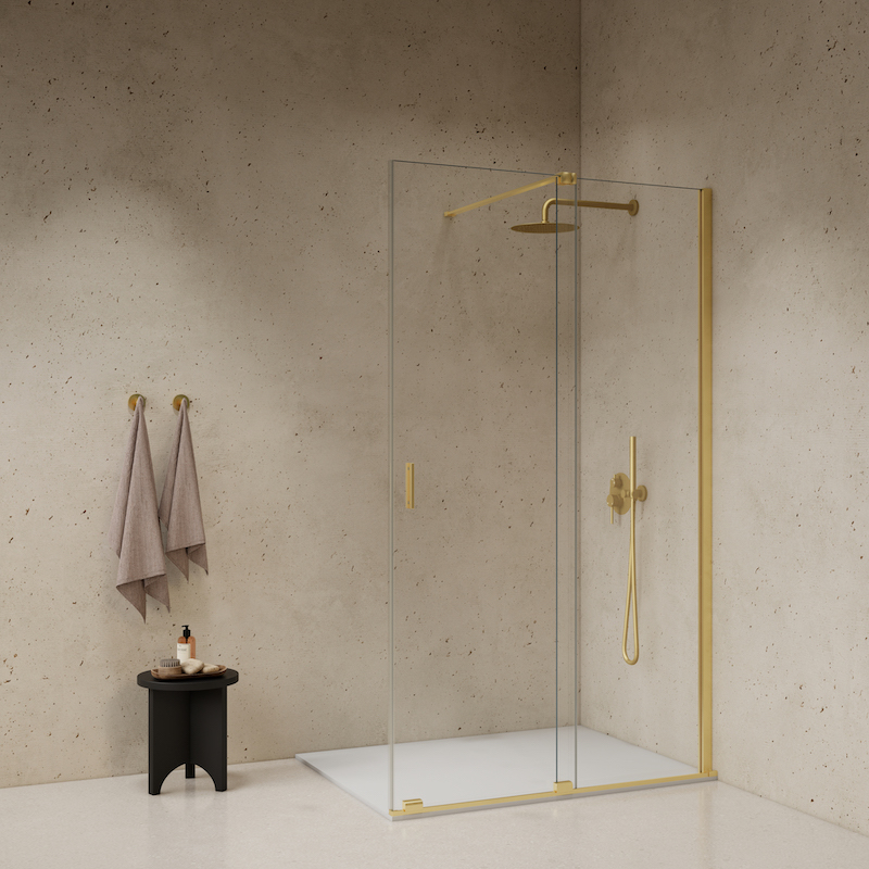 Paroi de douche fixe Ingenia or brossé