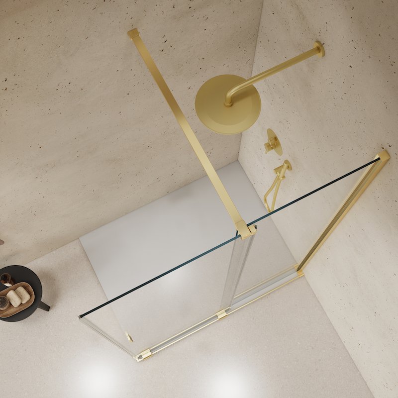 Paroi de douche fixe Ingenia or brossé hauteur