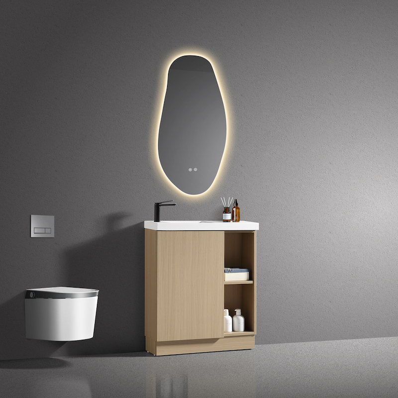 Rotan badkamermeubel met open deuren