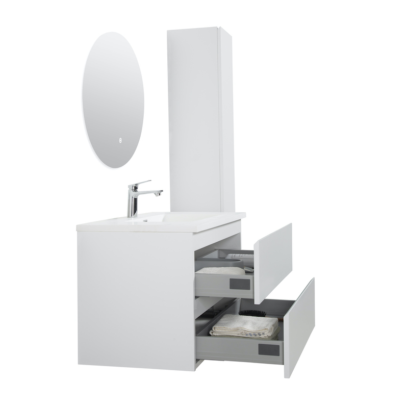 100 cm wandgemonteerde matwitte wastafel