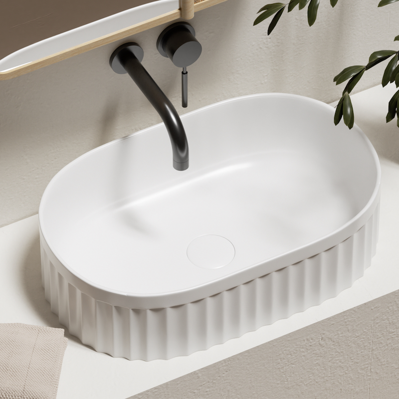 Vasque Look blanc mat à poser