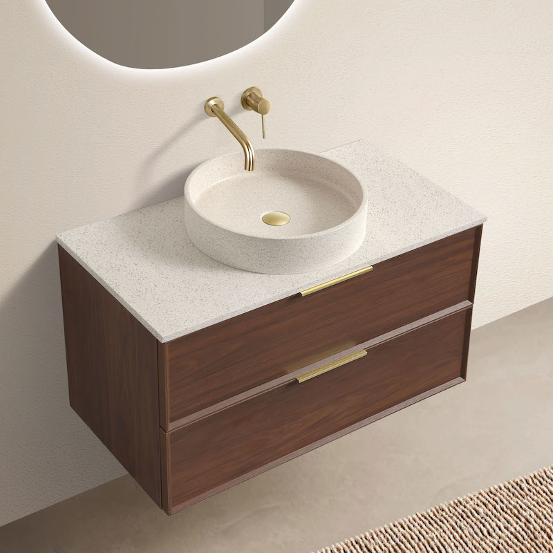 Meuble Borda 90 cm noyer plan terrazzo Beige grosso