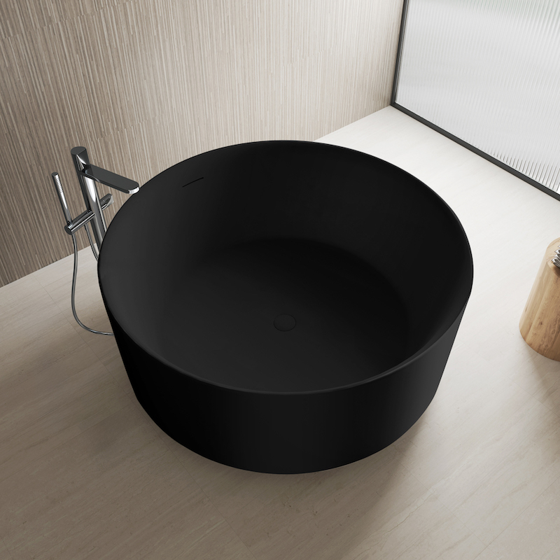 Round freestanding bathtub Cenote black sea matte 130 cm 