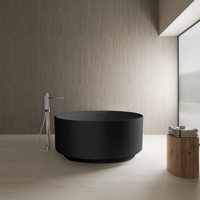 Round freestanding bathtub Cenote black sea matte 130 cm 
