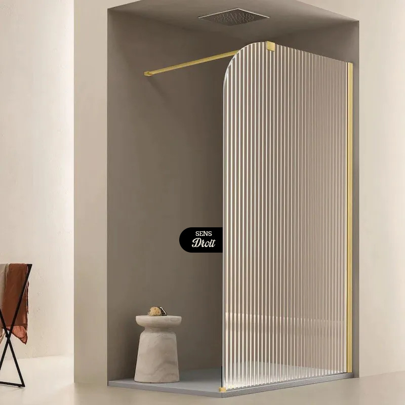 Paroi de douche fixe Luna doré brossé droite
