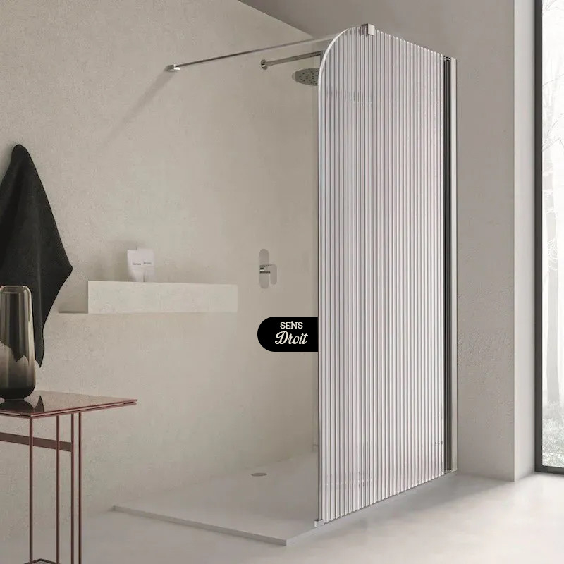Paroi de douche fixe chrome cannelé