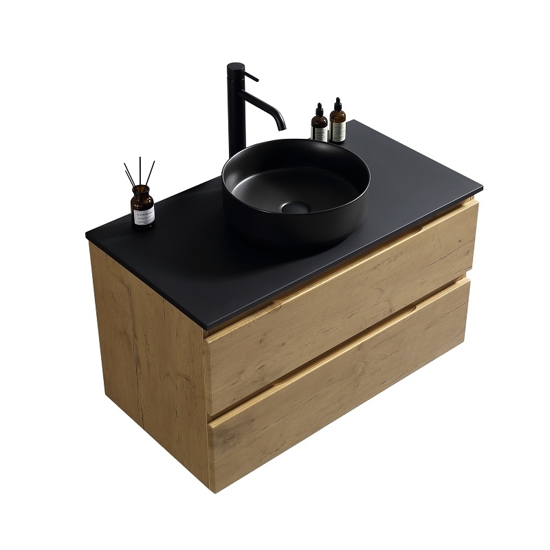 Meuble de salle de bain Soho 90 cm plan noir