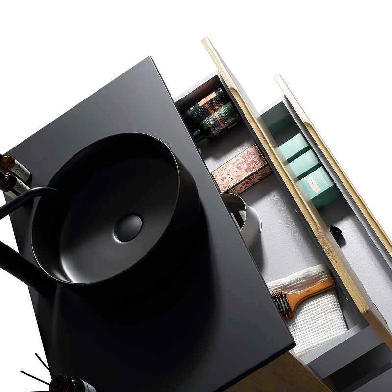 Soho 90 cm plan noir tiroirs ouverts