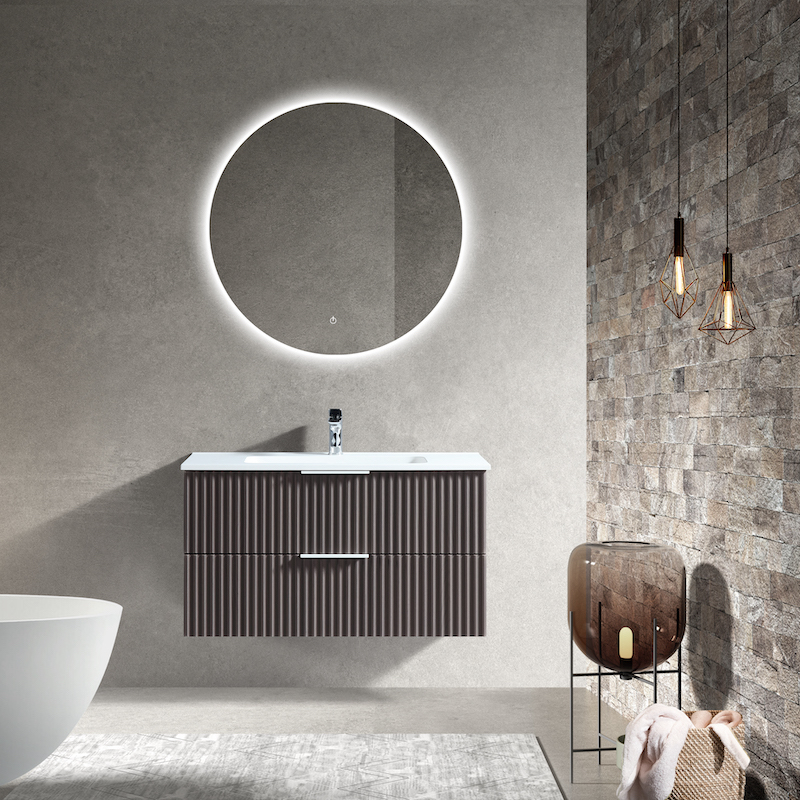 Meuble de salle de bain Ark Hazelnut vasque blanche