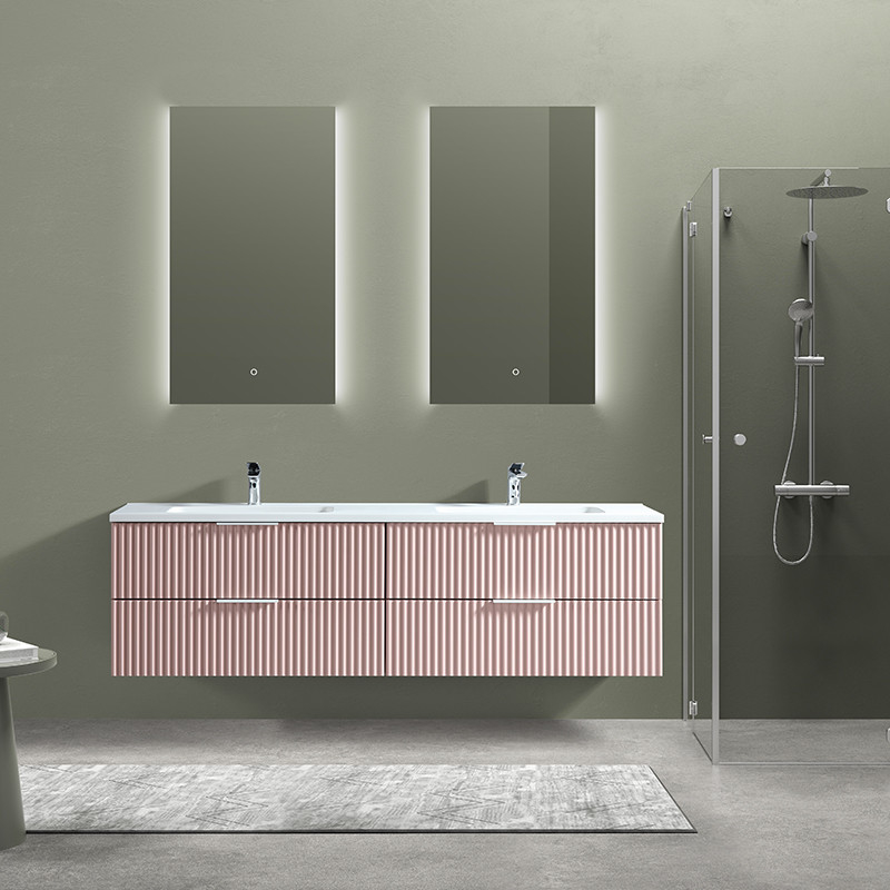 Ark rose poudre 180 cm vasque blanche