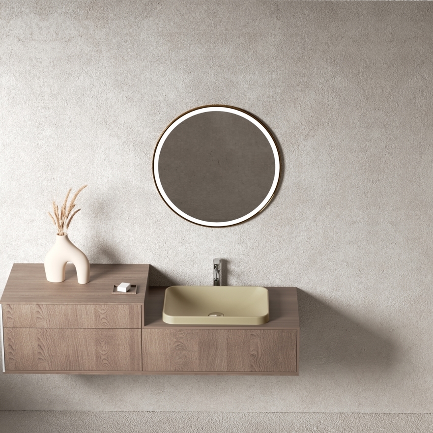 Vasque rectangulaire 50 cm Yuno beige argile