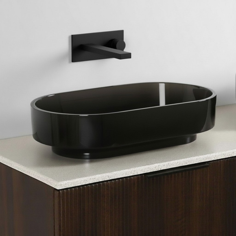 Vasque transparente noire Antoni 55 cm