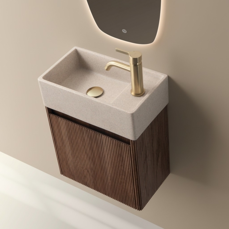 Meuble lave mains WC bois massif 
