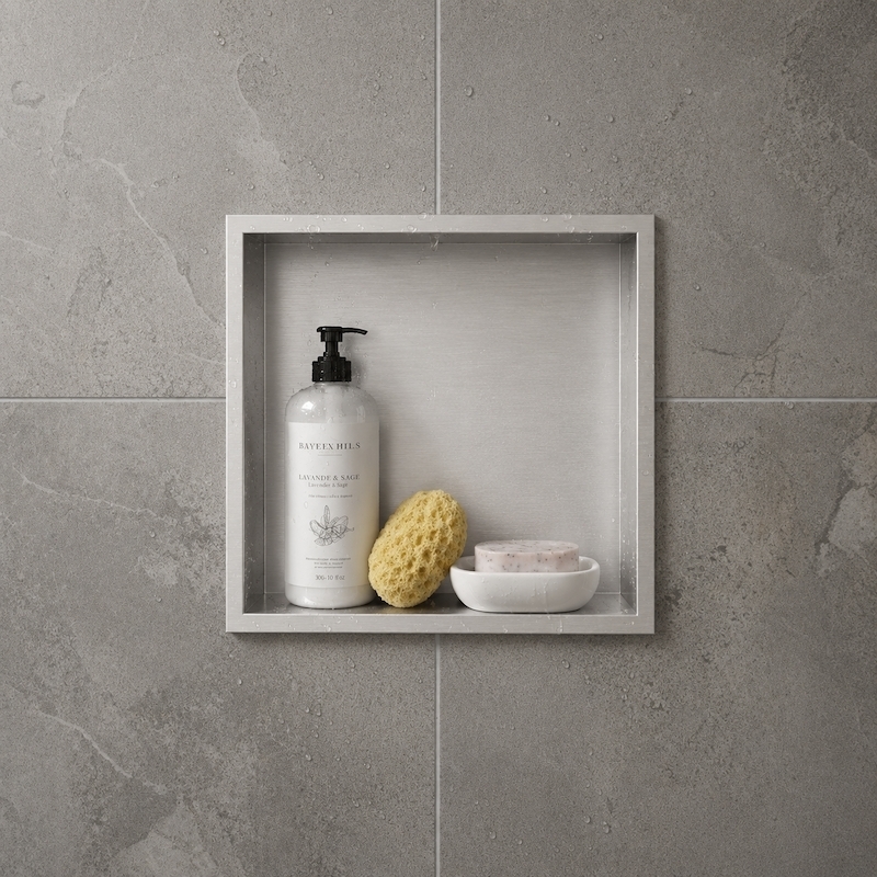 Niche de douche chrome brossé 