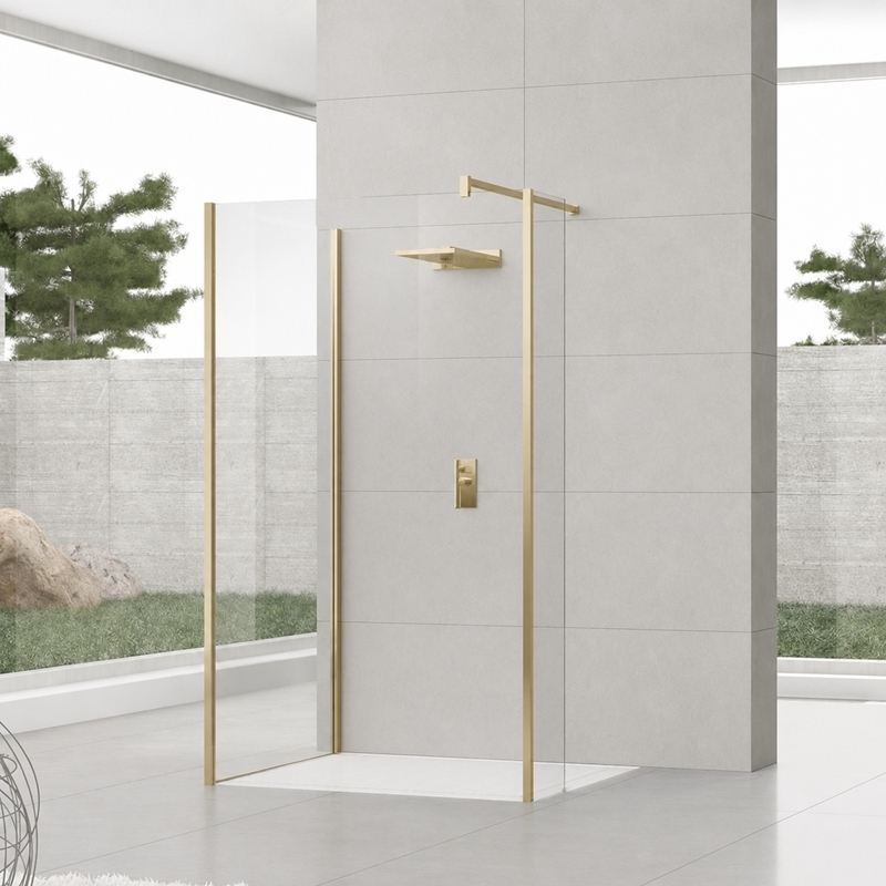 Douche angle italienne  doré brossé