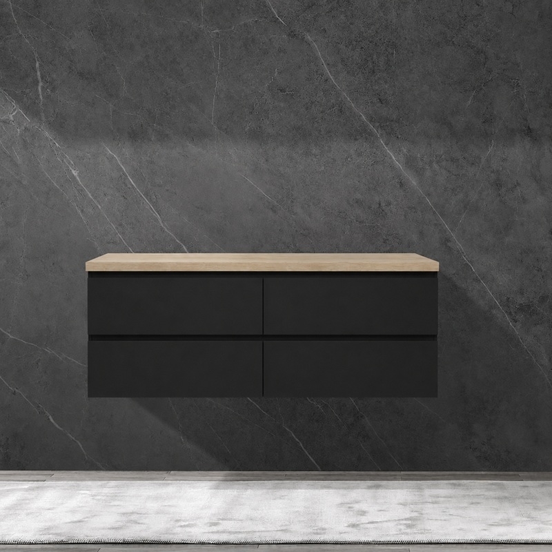 Caisson meuble Alicia 140 cm noir mat