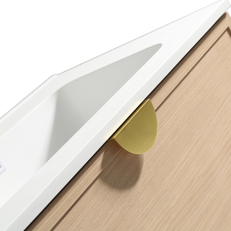 Poignée meuble de salle de bain demi lune or brossé