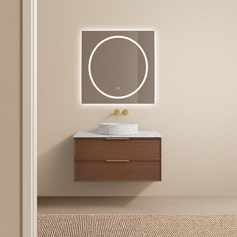 Borda 90 cm noyer terrazzo mix poignée doré